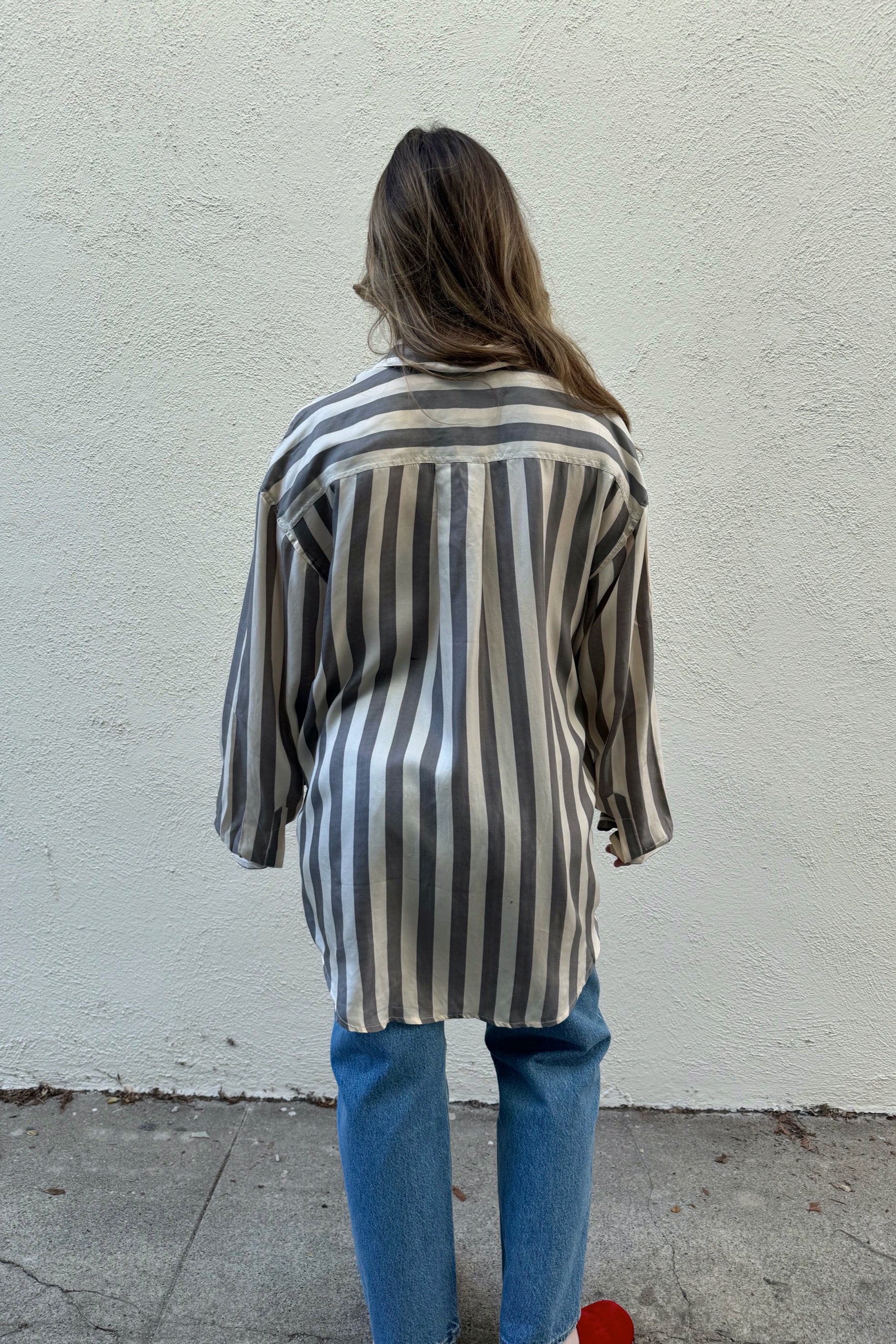 Silk Stripe Gouch Button Up