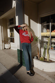 Red Upcycled Paris Sweatshirt