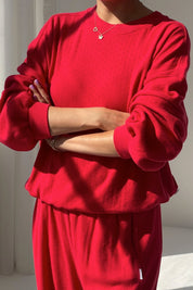 Red Apple Pointelle Sweatshirt