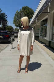 Ivory + Black Silk Coat