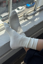 White Crisp Step Socks