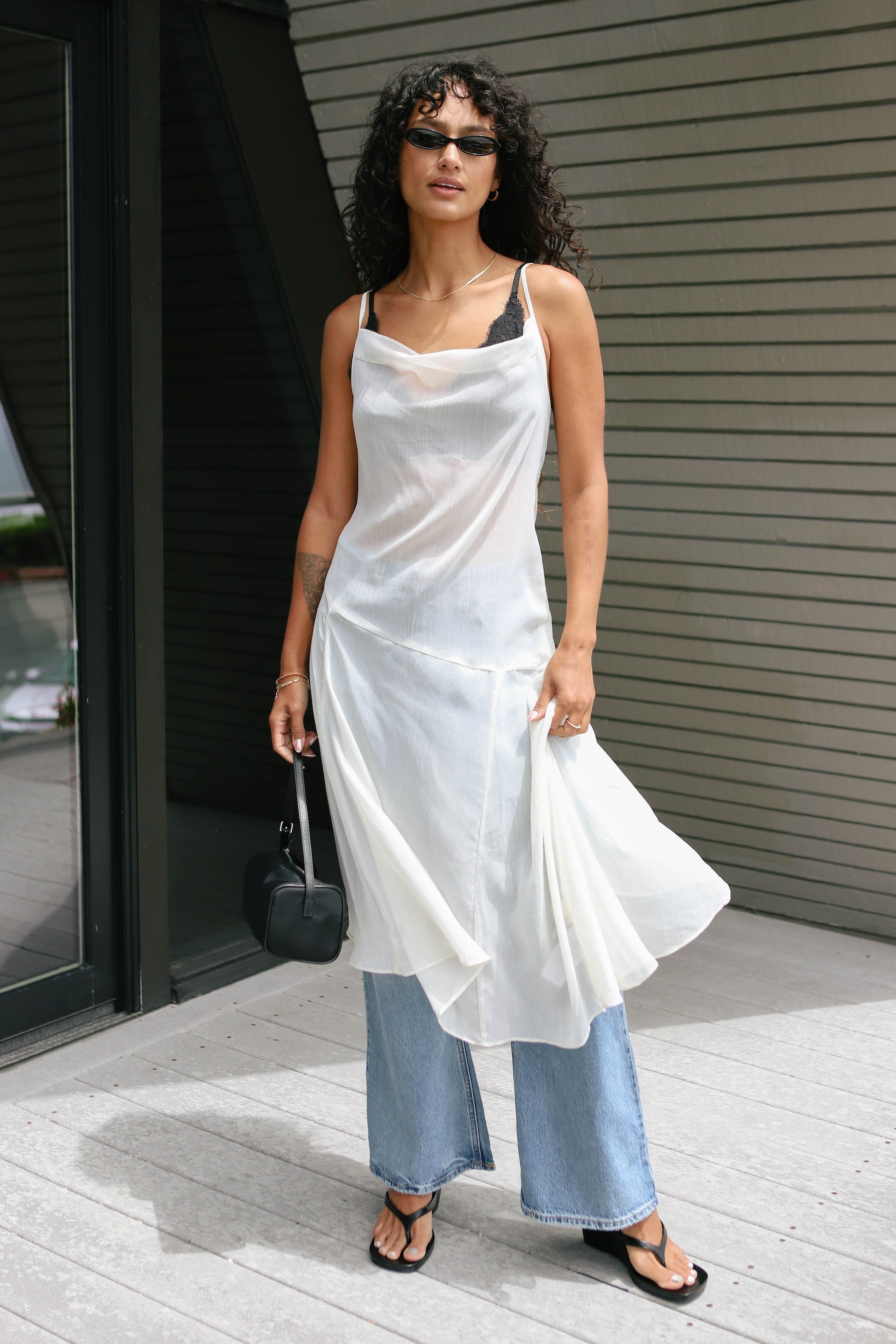 Apricot Sheer Slip Dress