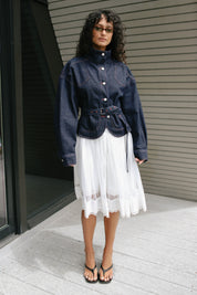 Denim Stand Collar Jacket