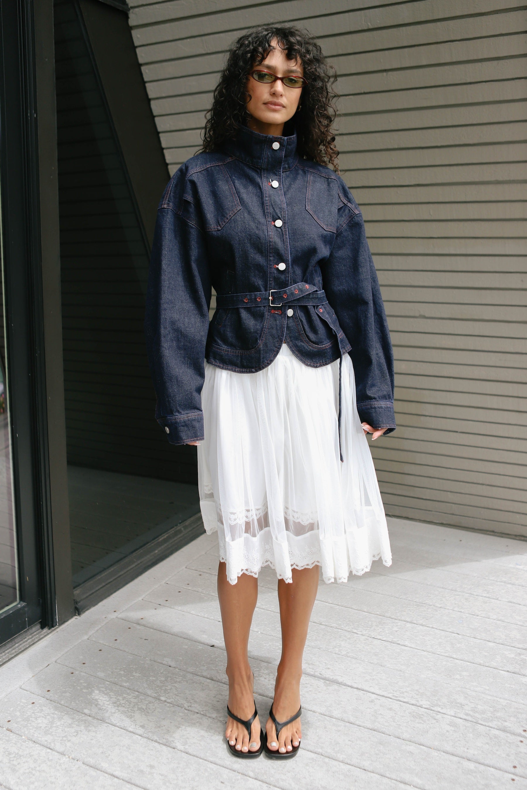 Denim Stand Collar Jacket