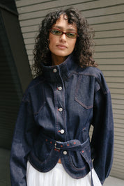 Denim Stand Collar Jacket