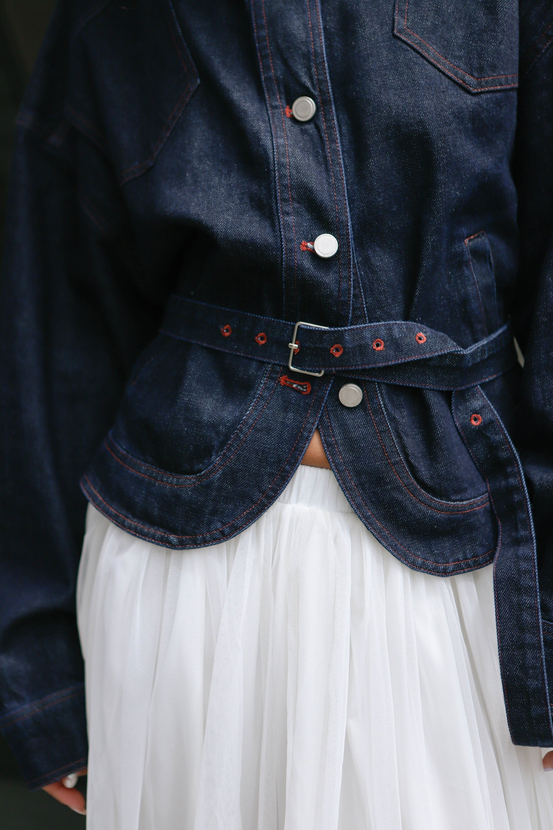 Denim Stand Collar Jacket