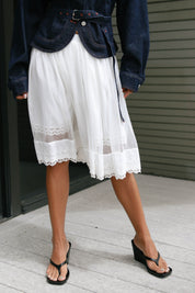 White Mesh Lace Skirt