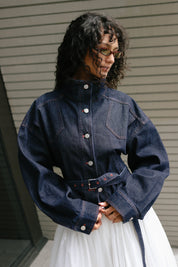 Denim Stand Collar Jacket