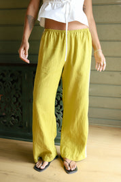 Pistachio Linen Racer Stripe Crop Pant