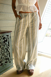 Sage Stripe Morino Trouser