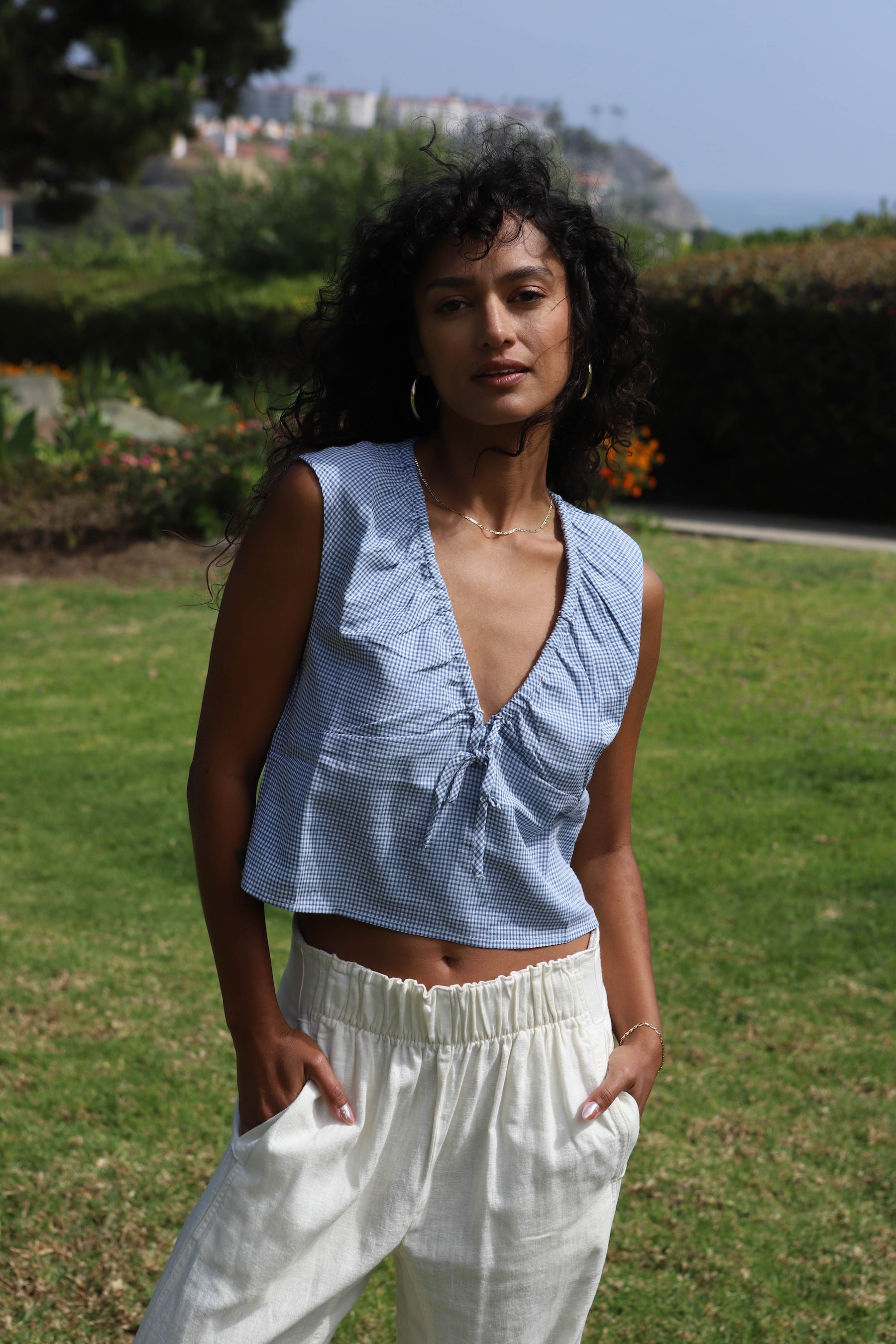 Blue Gingham Del Rio Top