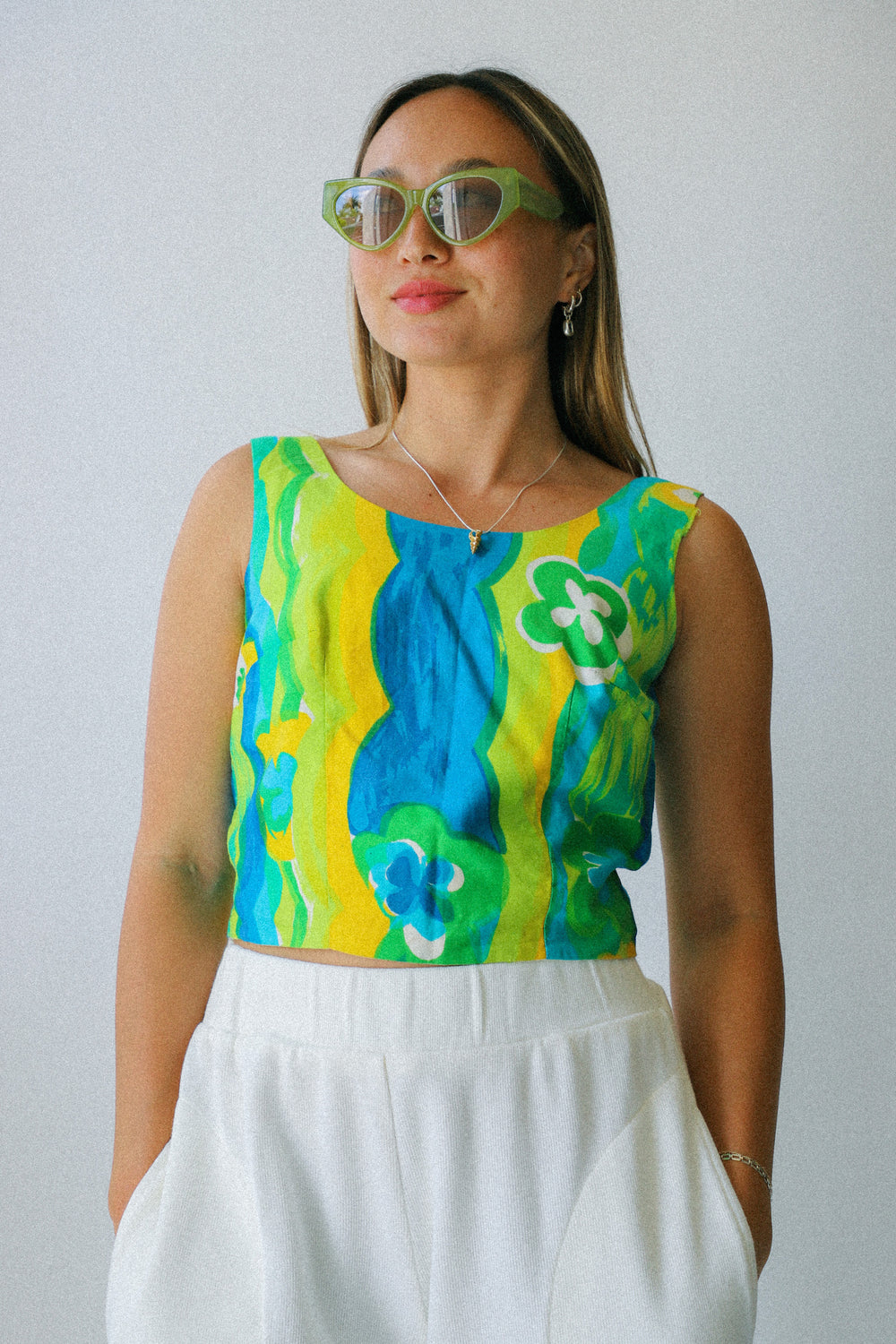 Blue + Yellow Floral Tank