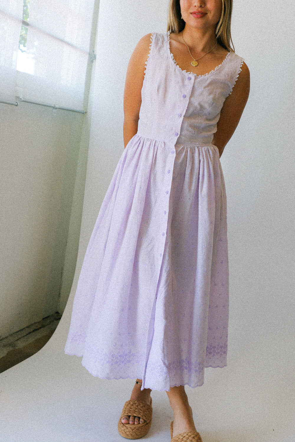 Lilac Eyelet Handmade Dress