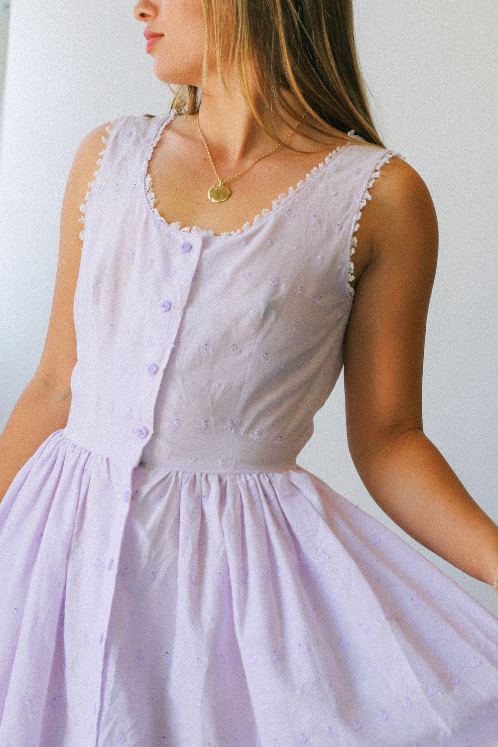 Lilac Eyelet Handmade Dress