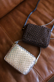 Black + Chocolate Checker Midi Sac