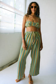 Green Stripe Terry Bra Top