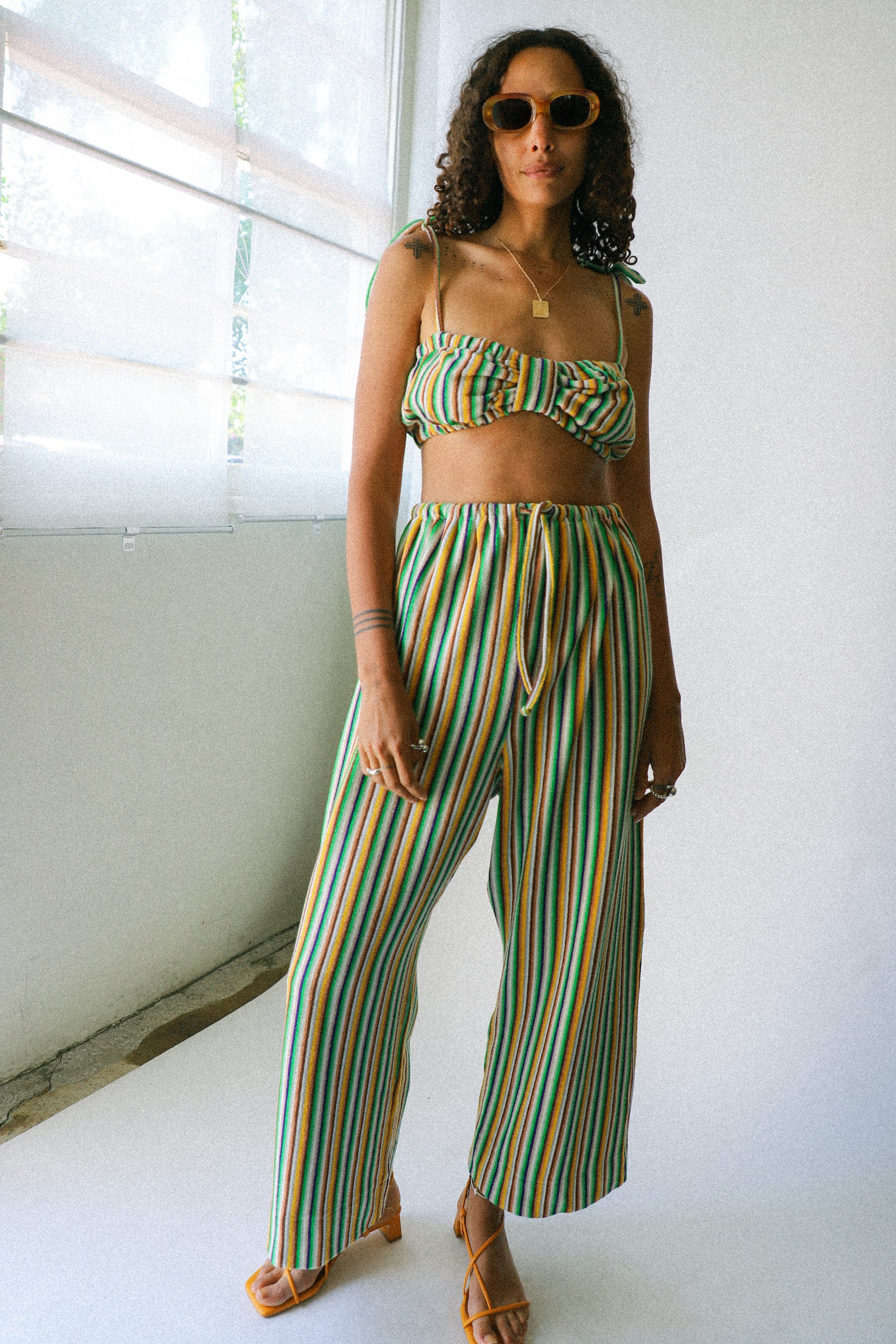 Green Stripe Terry Bra Top