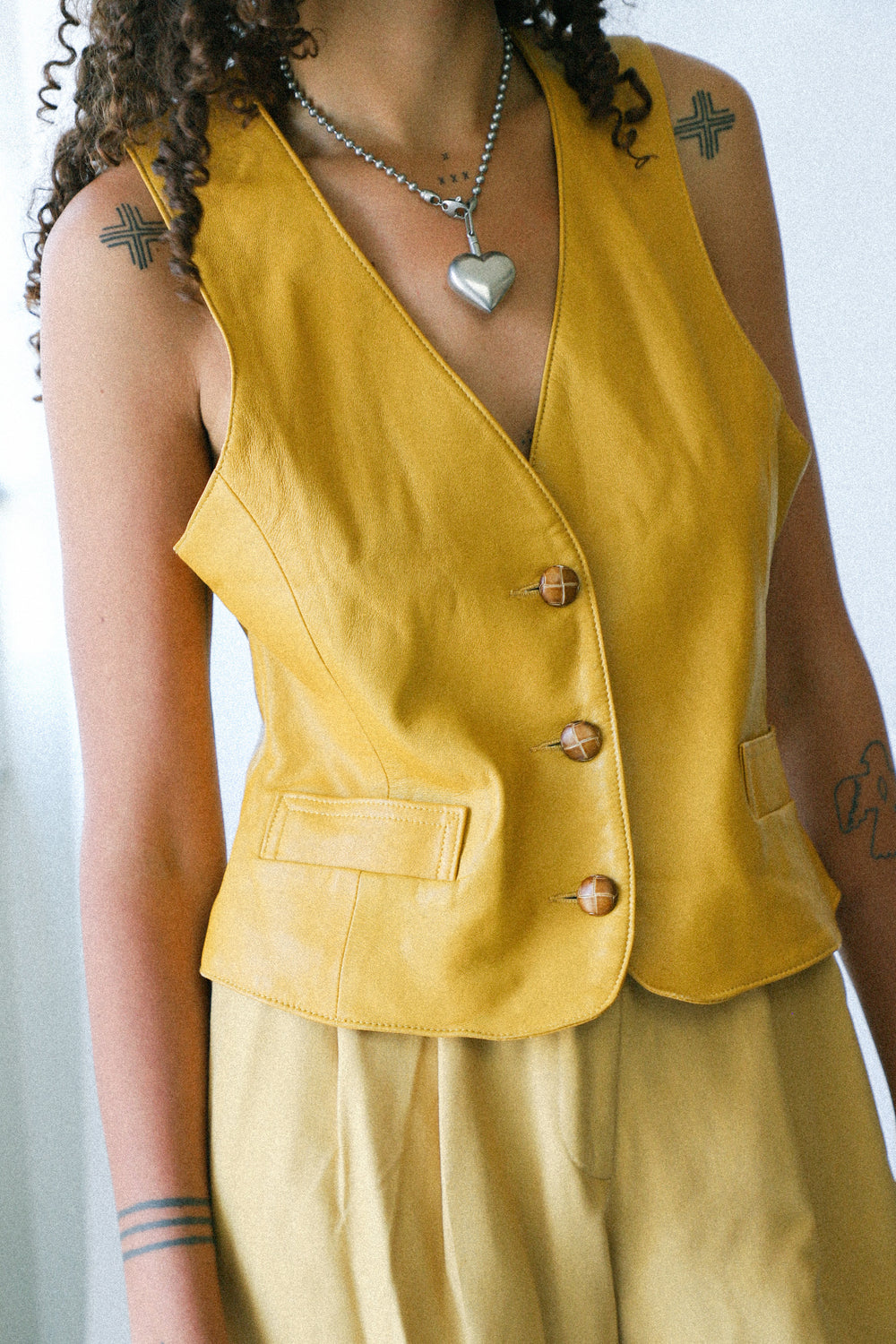 Yellow Leather Vest