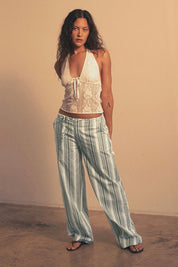 Sage Stripe Morino Trouser