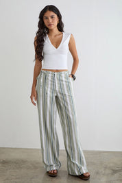 Sage Stripe Morino Trouser