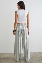 Sage Stripe Morino Trouser