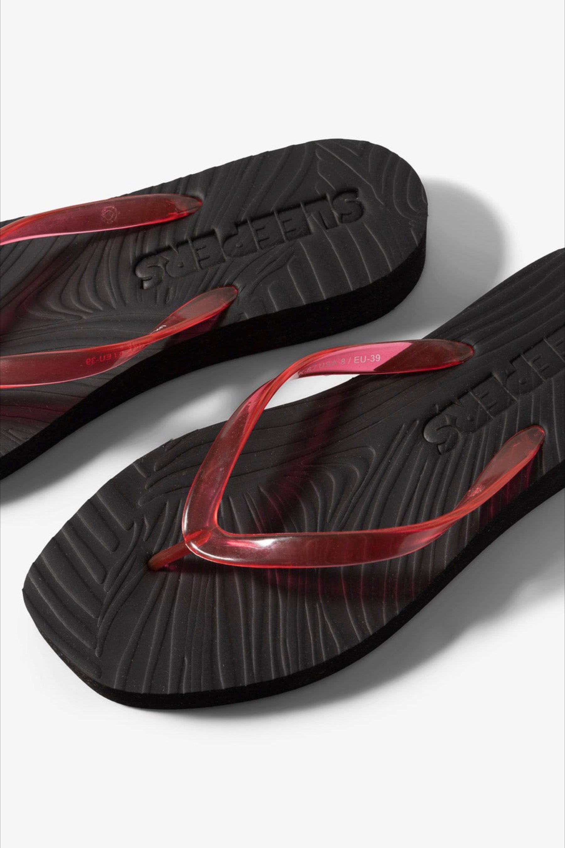 Red Transparent Tapered Platform Flip Flops