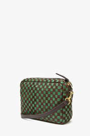 Pine + Chocolate Woven Checker Midi Sac