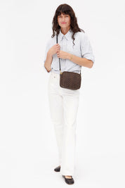 Black + Chocolate Checker Midi Sac