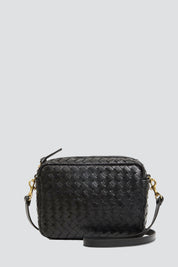 Black Diagonal Woven Midi Sac