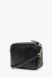 Black Diagonal Woven Midi Sac