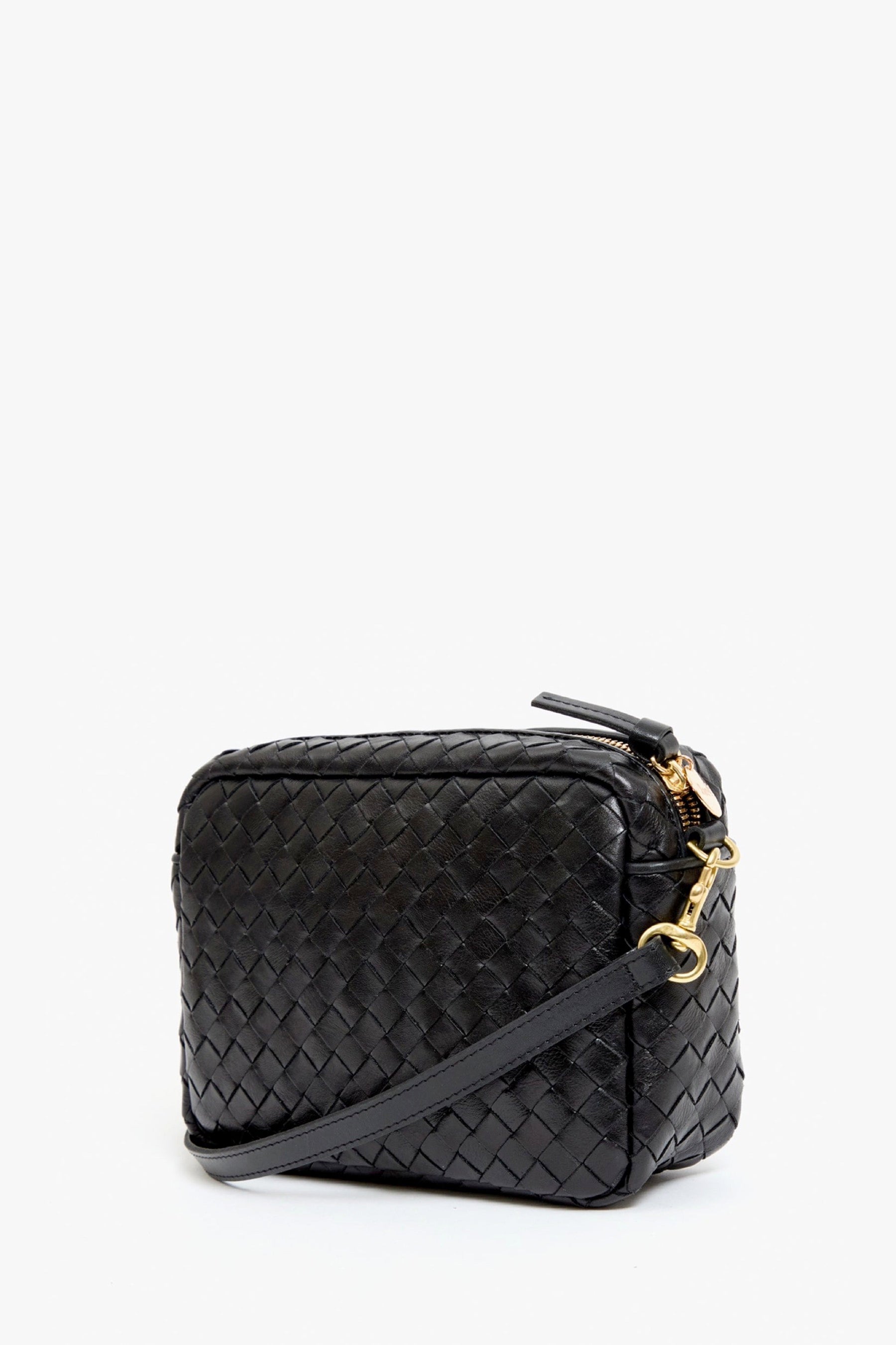 Black Diagonal Woven Midi Sac