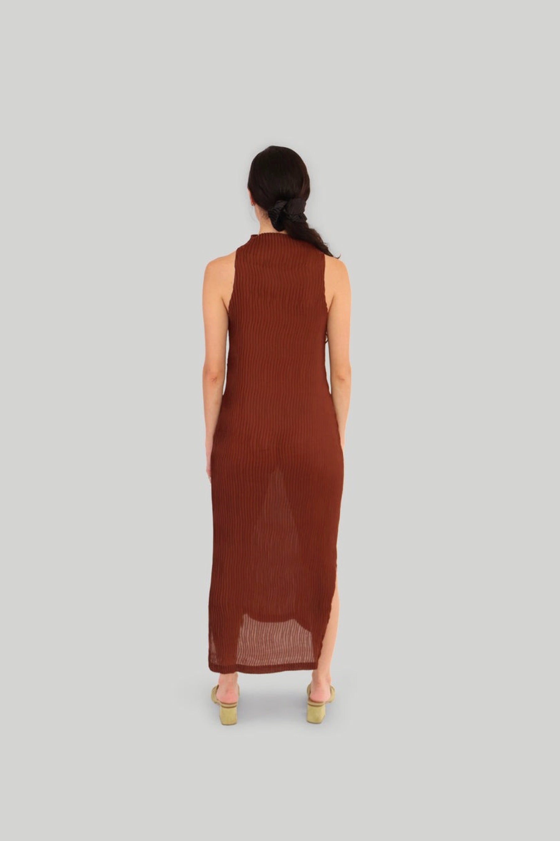 Brown Wave Tank Dress
