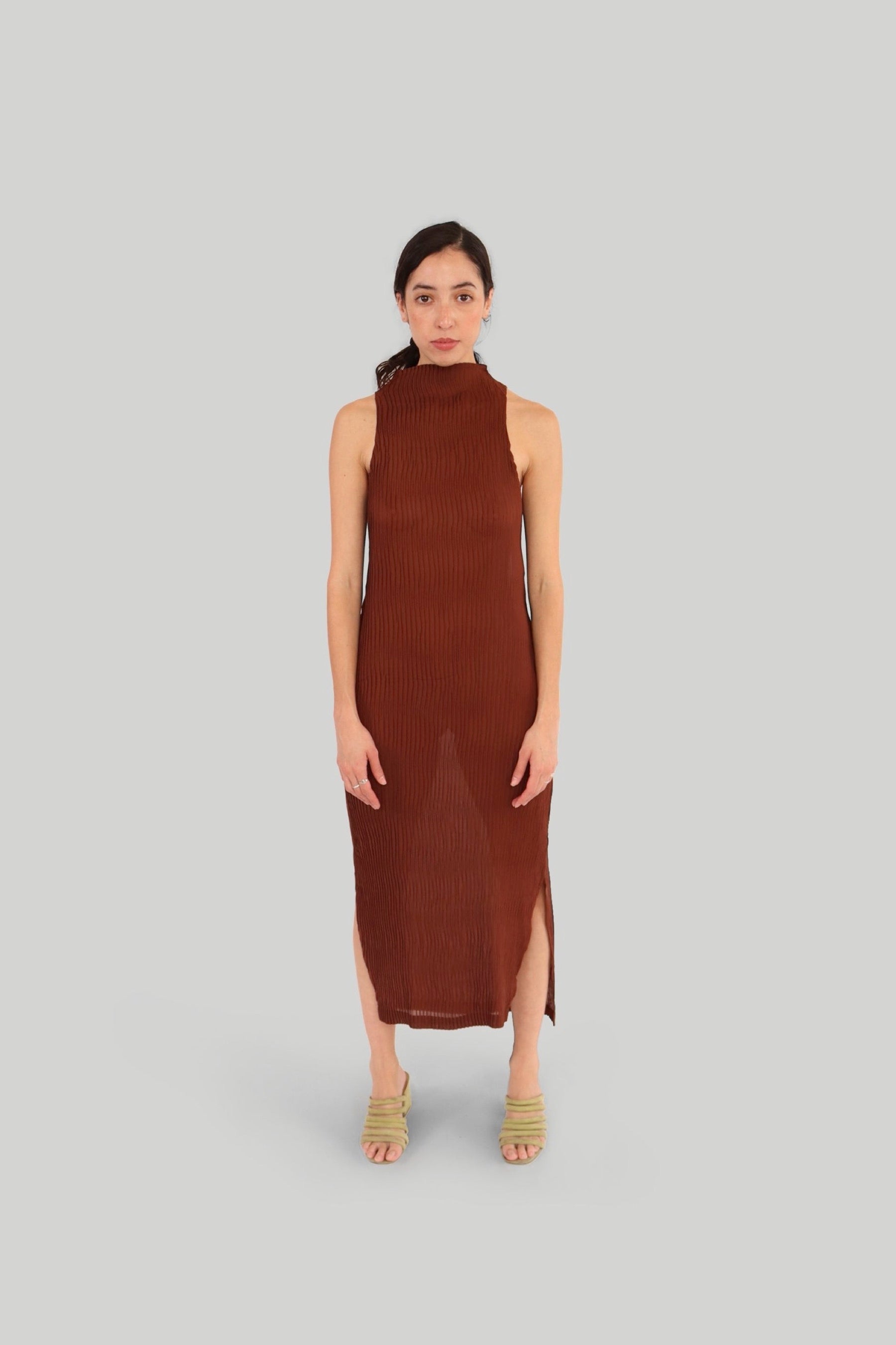 Brown Wave Tank Dress