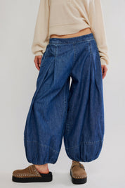 Blue Dusk Moonflower Balloon Jean