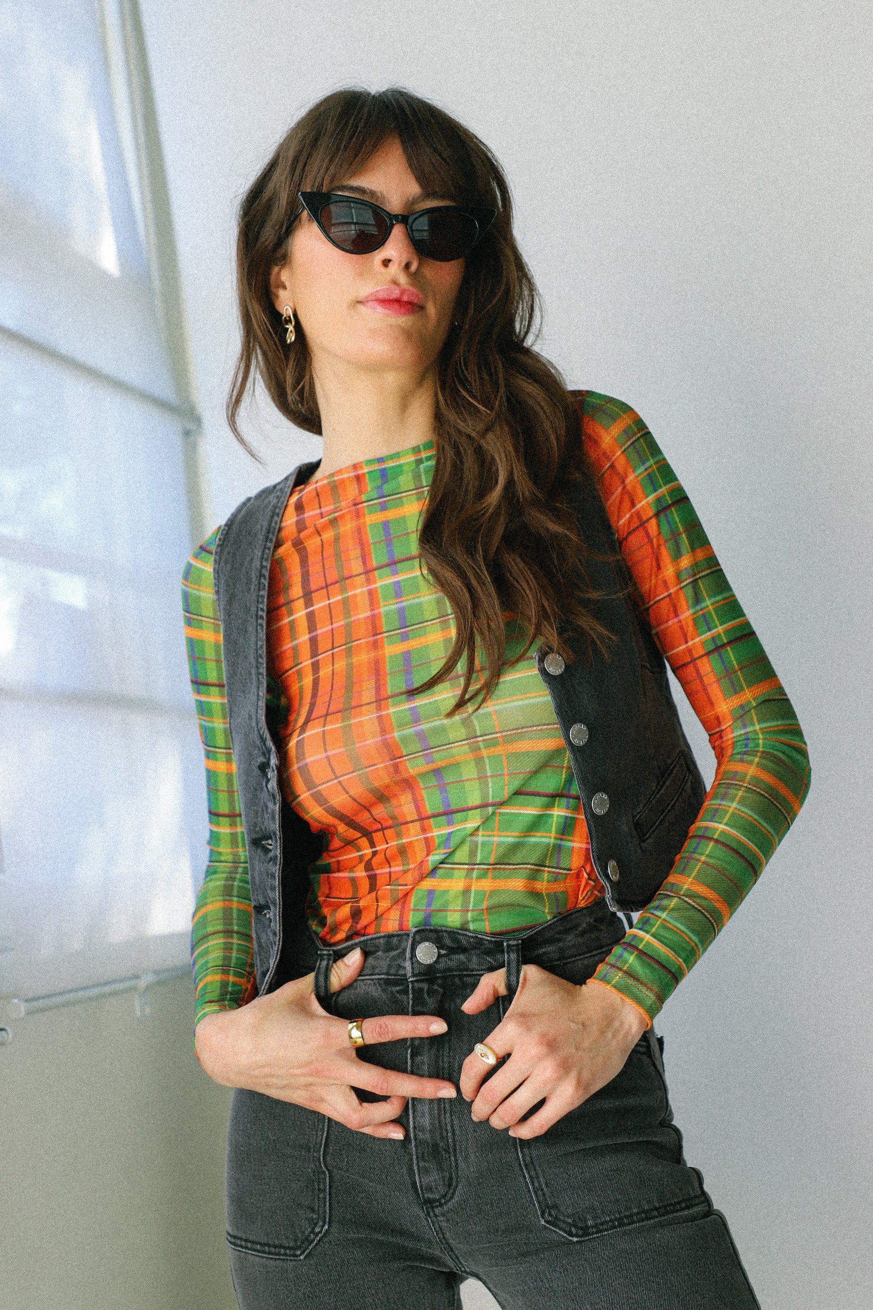Multi Check Sadie Top