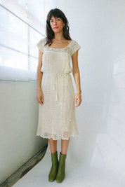 Ivory Crochet Midi Dress