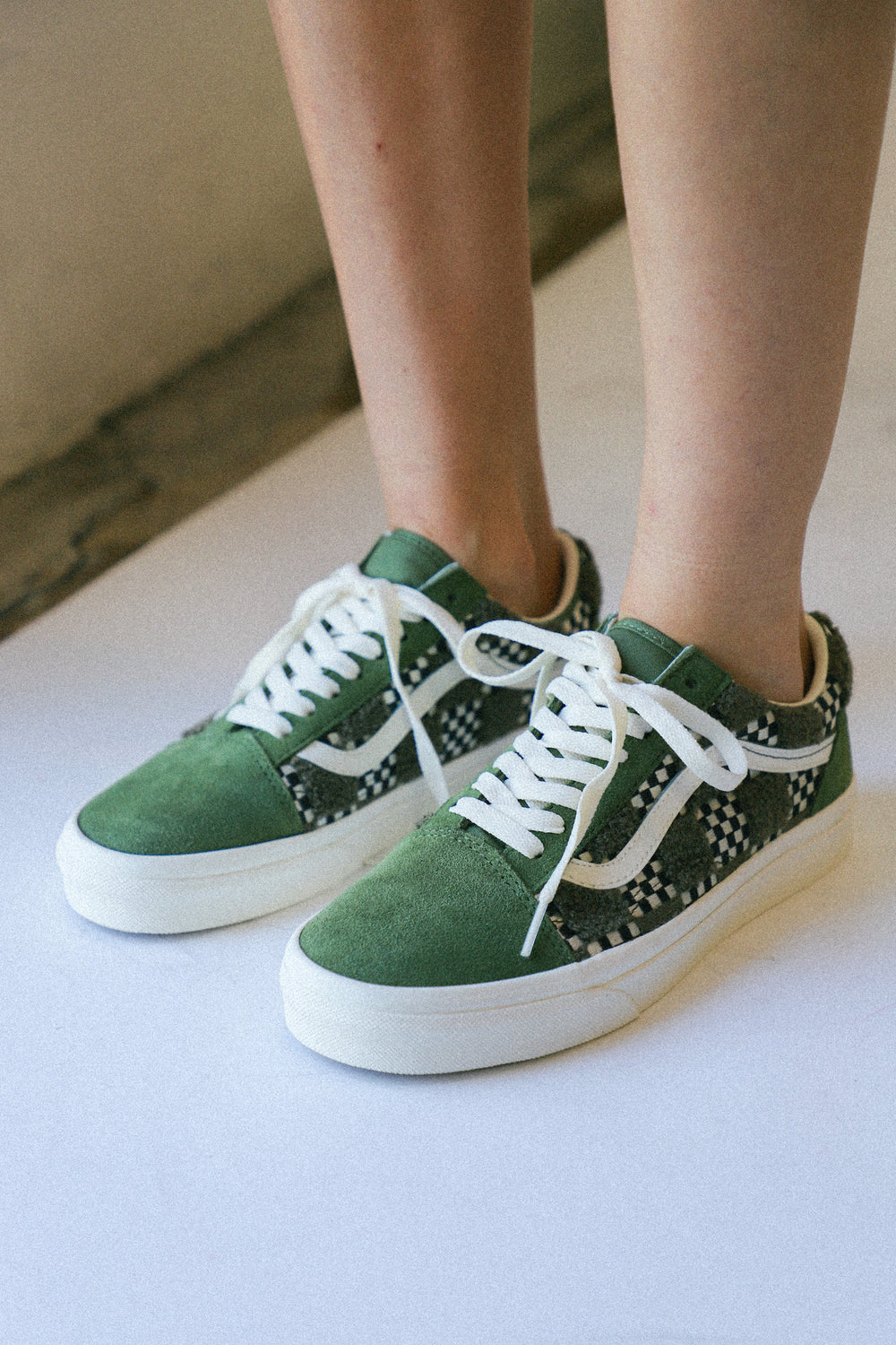 Loden Green Tufted Check Old Skool