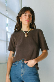 Coffee Bean Dakota Cropped Tee