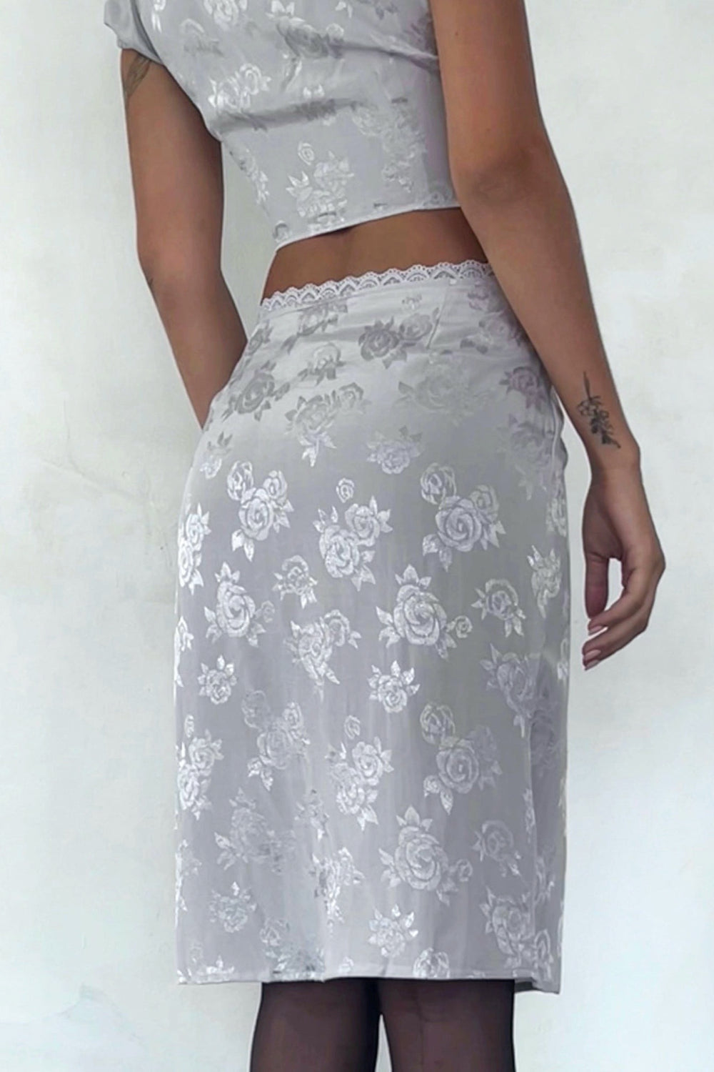 Satin Rose Piyeto Skirt
