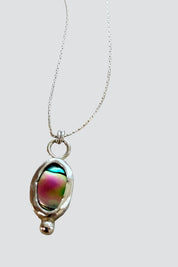 Silver Abalone Oval Necklace
