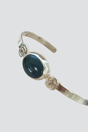 Silver Aquamarine Swirl Cuff
