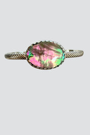 Silver Black MOP Stripe Cuff