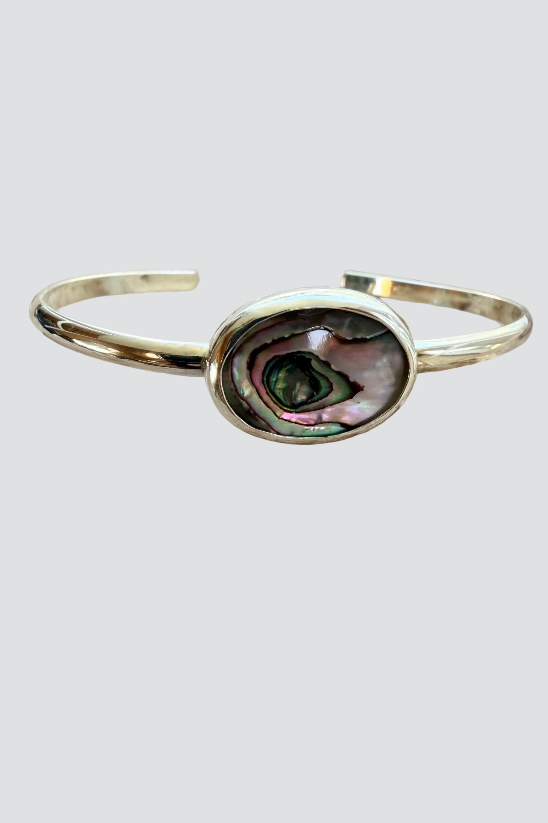 Silver Oval Abalone Cuff