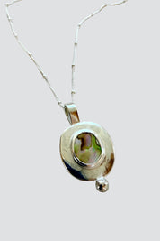 Silver Oval Abalone Medallion Necklace