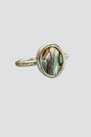 Silver Oval Abalone Ring