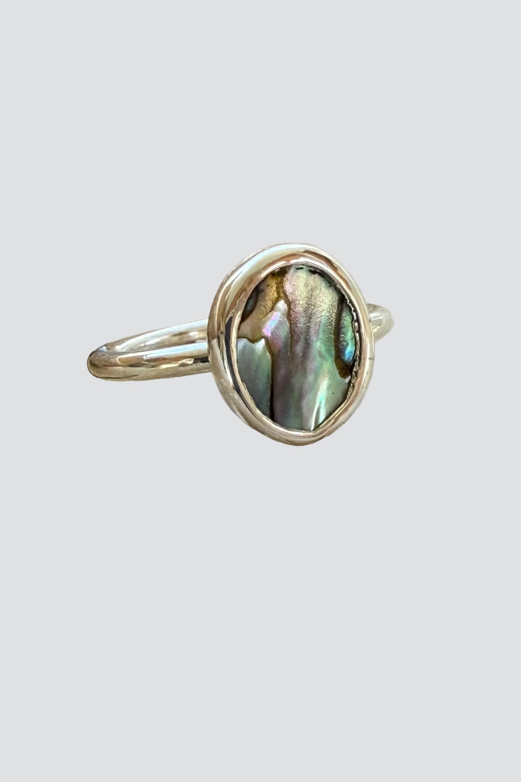 Silver Oval Abalone Ring