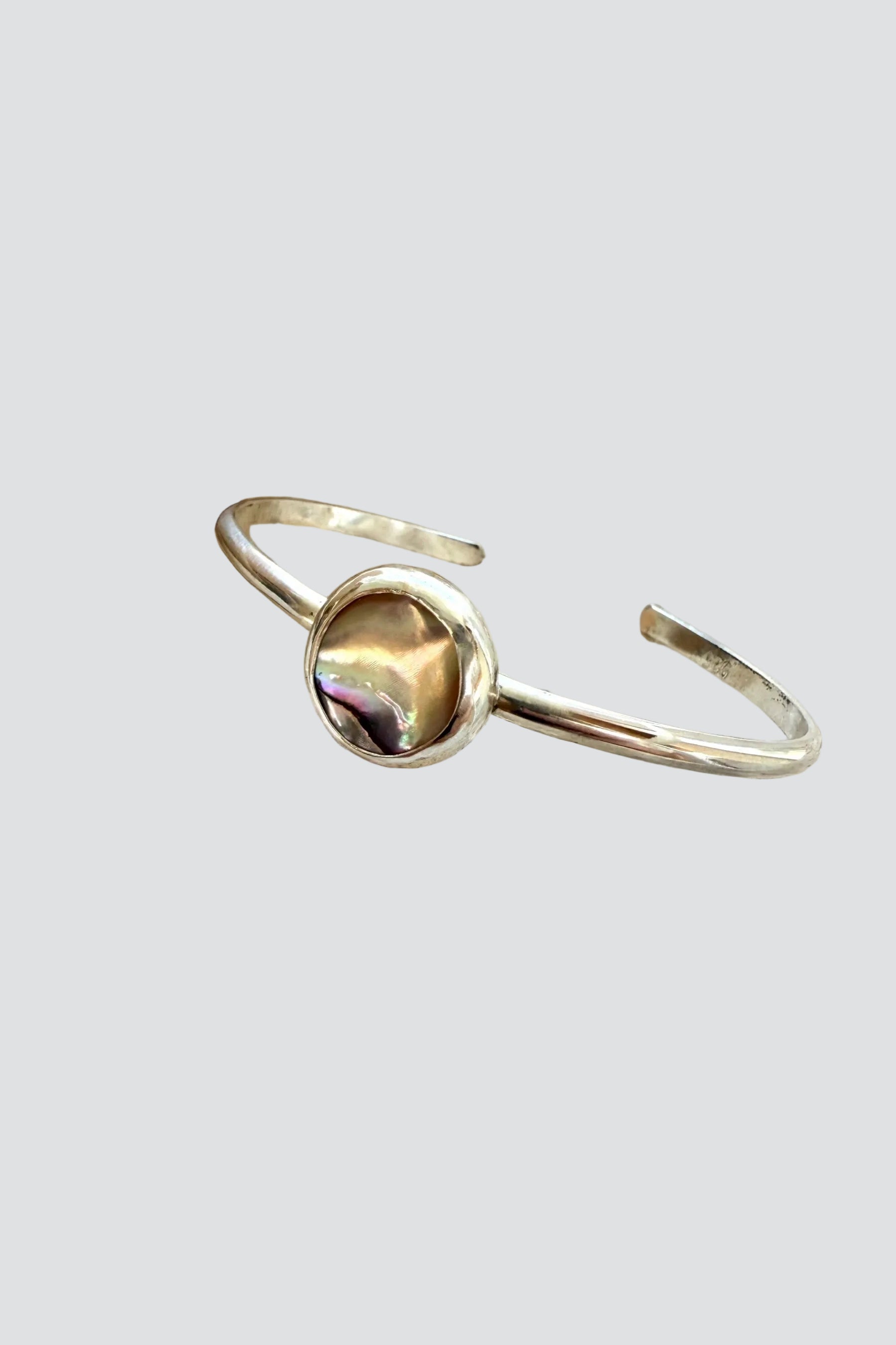 Silver Round Abalone Cuff