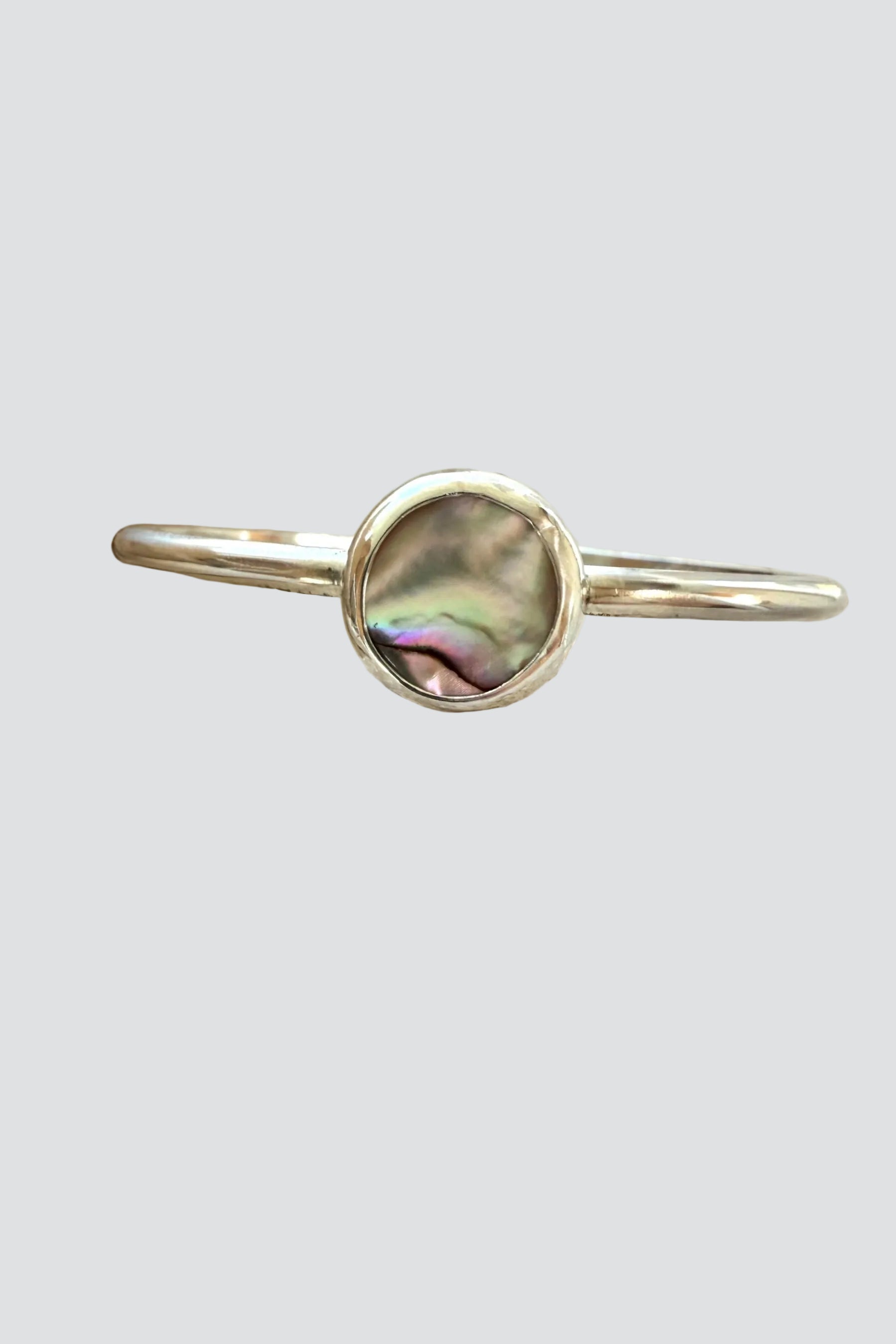 Silver Round Abalone Cuff