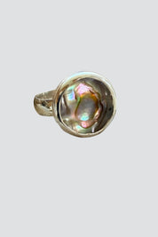 Silver Round Abalone Ring