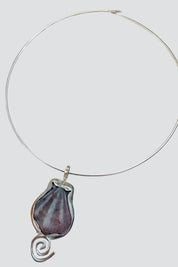 Silver Shell Bottom Spiral Collar